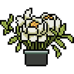 Fototapeta premium vector pixel art flower pot