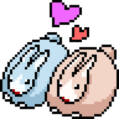 vector pixel art couple rabbit