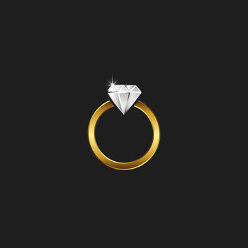 A golden ring with a diamond logo, a sparkling jewel in a gold frame, the clean emblem of a jewelry workshop.