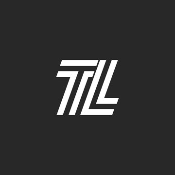 Logo TL monogram letter logo, black and white parallel lines creative initials LT, simple two letters T and L emblem