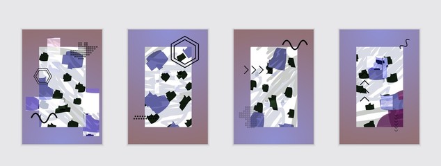 Set of artistic abstract universal card templates