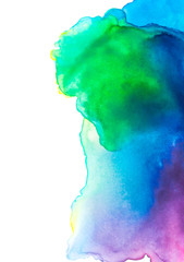 spectrum rainbow watercolor on white background, colored illustration of ultra violet, teal, green, magenta, blue and turquoise, purple, pink, emerald