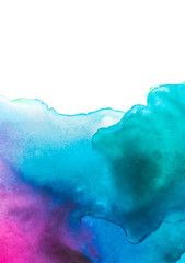 spectrum rainbow watercolor on white background, colored illustration of ultra violet, teal, green, magenta, blue and turquoise, purple, pink, emerald