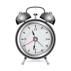 Vector modern silver metallic alarm clock