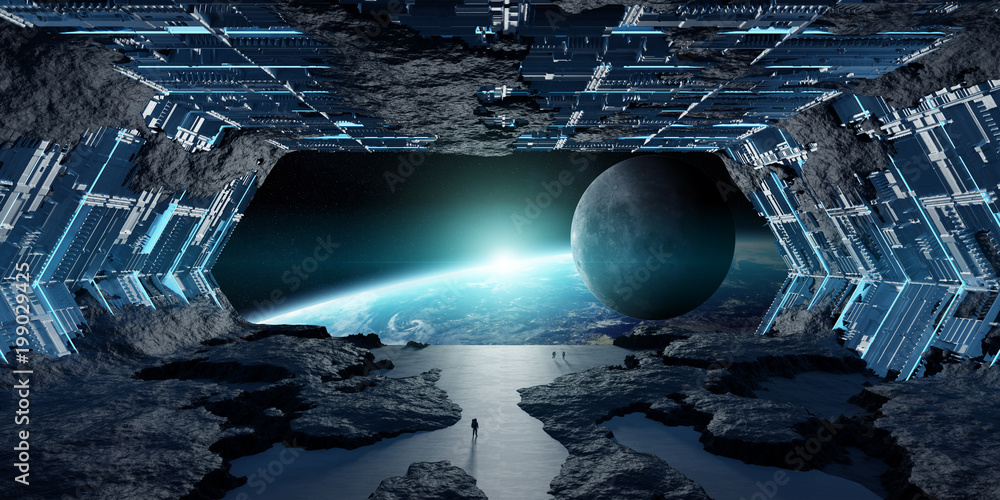 Canvas Prints huge asteroid spaceship interior 3d rendering elements of this image furnished by nasa