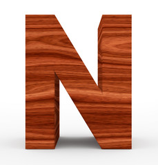 letter N 3d wooden isolated on white