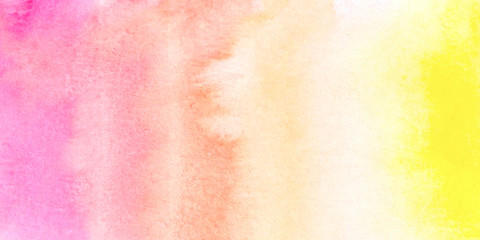 Fototapeta na wymiar light pink,peach,orange,white,yellow watercolor splash. Ombre background for text, logo, label, tag, card for text, card, design, tag,label,logo. color like magenta, orange, rose 