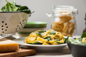 Spinach tagliatelle pasta