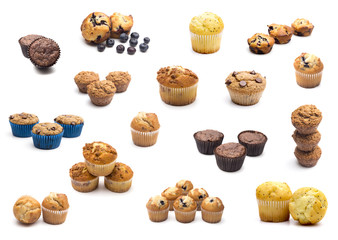 Fototapeta na wymiar Collage of Various Kinds of Breakfast Muffins