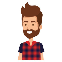 young man with beard hipster style avatar character vector illustration design