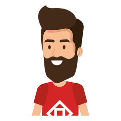 young man with beard hipster style avatar character vector illustration design