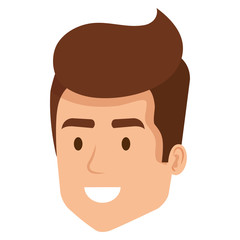 young man head avatar character vector illustration design