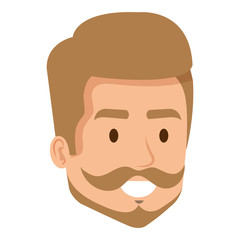 young man with beard hipster style head avatar character vector illustration