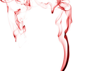 red smoke on a white background,Abstract red smoke swirls over white background, fire smoke,red ink,movement of red smoke