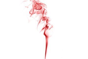 red smoke on a white background,Abstract red smoke swirls over white background, fire smoke,red ink,movement of red smoke