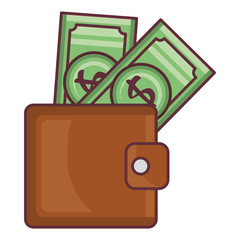 wallet with bills money isolated icon vector illustration design