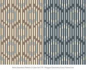 Retro Seamless Background 2 Color Set Polygon Geometry Cross Frame Line