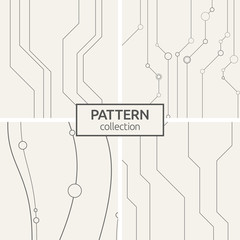 Set of four abstract vector seamless pattern with lines.