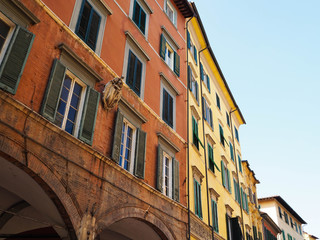 Obraz premium facades of houses of the European ancient on the street