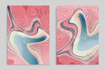Abstract cover template with stripes on colorful blurred background