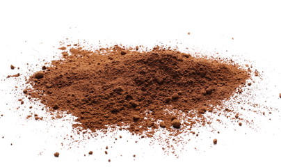 Pile cocoa powder isolated on white background