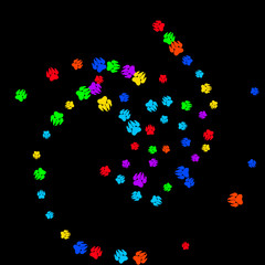 Colorful Bear Footprints. Prints of Paws with Big Claws for Petshop Design or for Goods for Pets. Simple Pattern for Print, Logo or Poster. Vector Confetti Background.