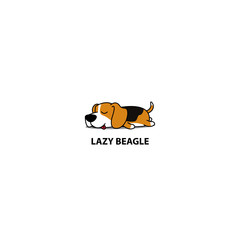 Lazy dog, cute beagle puppy sleeping icon, logo design, vector illustration - obrazy, fototapety, plakaty