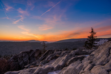 Sun setting over Appalachian Mountains