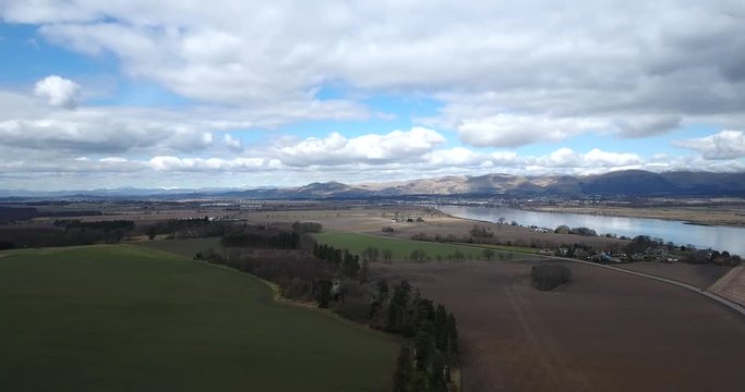 Aerial footage of  Elphinstone Tower near Airth in Central Scotland. A ruined tower house built in the 16th century.