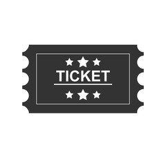 Ticket black Line Icon On white Background. Stock flat vector illustration.