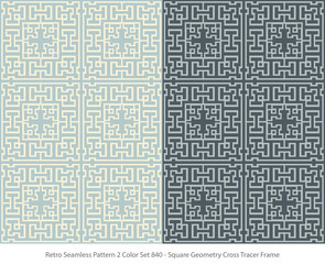Retro Seamless Background 2 Color Set Square Geometry Cross Tracer Frame