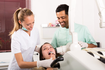 Dentist doing digital xray