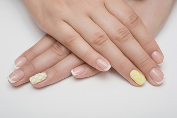 Beautiful woman's nails with beautiful manicure. studio shot