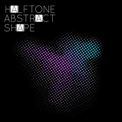 Abstract halftone geometric shape isolated on black background