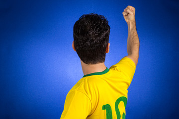 Brazilian soccer football athlete man celebrating.