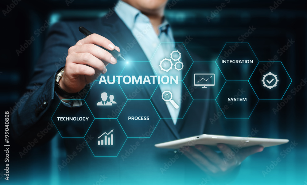Poster automation software technology process system business concept
