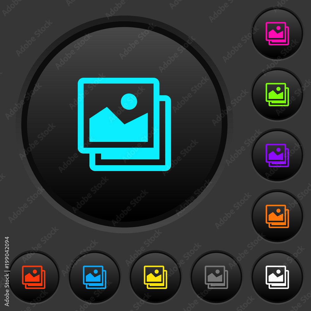 Poster pictures dark push buttons with color icons