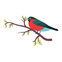 cute bird with tree branche vector illustration design