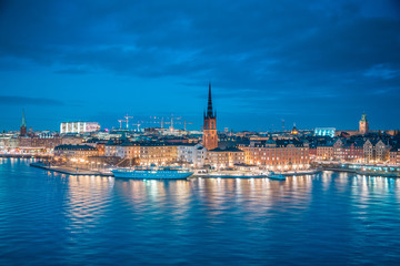 Fototapeta na wymiar Stockholm skyline panorama in twilight, Sweden