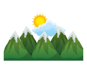 mountains with and sun snow scene vector illustration design