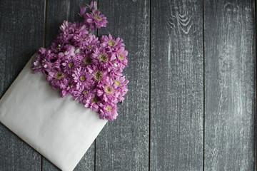 Background with flowers in the envelope