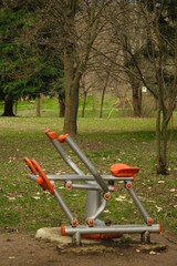 Public fitness equipment in the park, healthy lifestyle concept