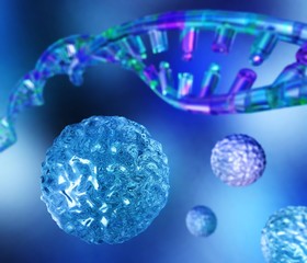 stem cells and DNA,
3D rendering