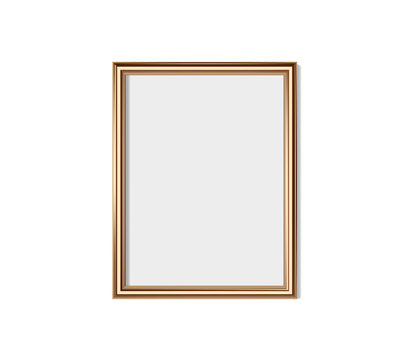 Golden frame isolated on white background. Vector illustration. Wall frame mock-up