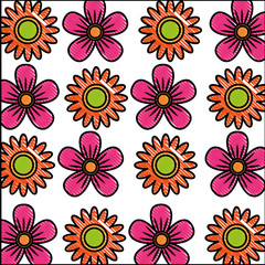 Fototapeta na wymiar set of cute flowers decoration natural vector illustration