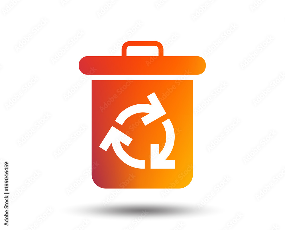 Aufkleber recycle bin icon. reuse or reduce symbol. blurred gradient design element. vivid graphic flat icon. 