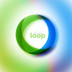 Loop circle business icon, created with glass transparent color shapes