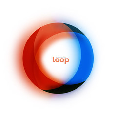 Loop circle business icon, created with glass transparent color shapes