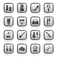 female objects and accessories icons  - vector icon set