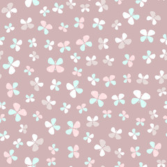 Simple pastel color pattern vector seamless with butterflies